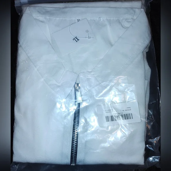 Men's White Quarter Zip Up 2 Piece Shorts Set - Picture 4 of 4